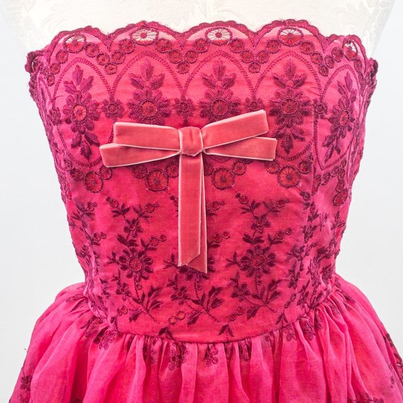 Betsey Johnson Silk Boho Princess Top Dress Pink - Picture 6 of 9